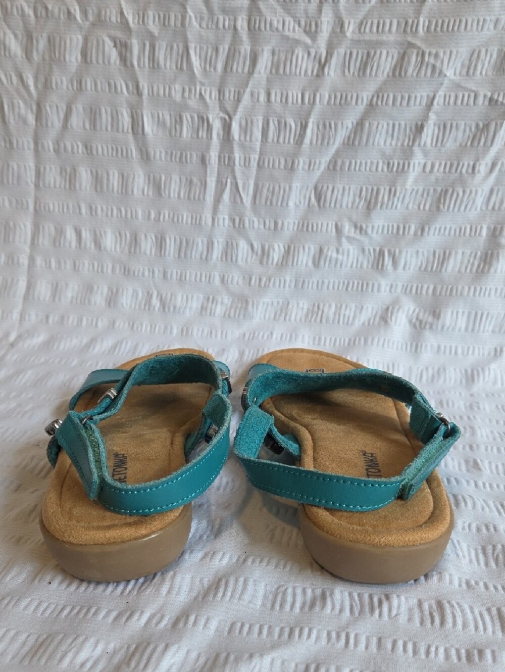 Minnetonka Teal Braided Strap Women's Sandals - Picture 4 of 8
